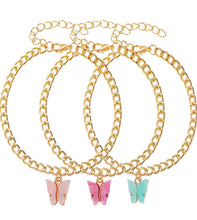 Load image into Gallery viewer, 3 BUTTERFLY ANKLETS